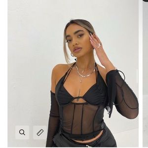 NWT Maison Femalien Sexy Black Mesh Top